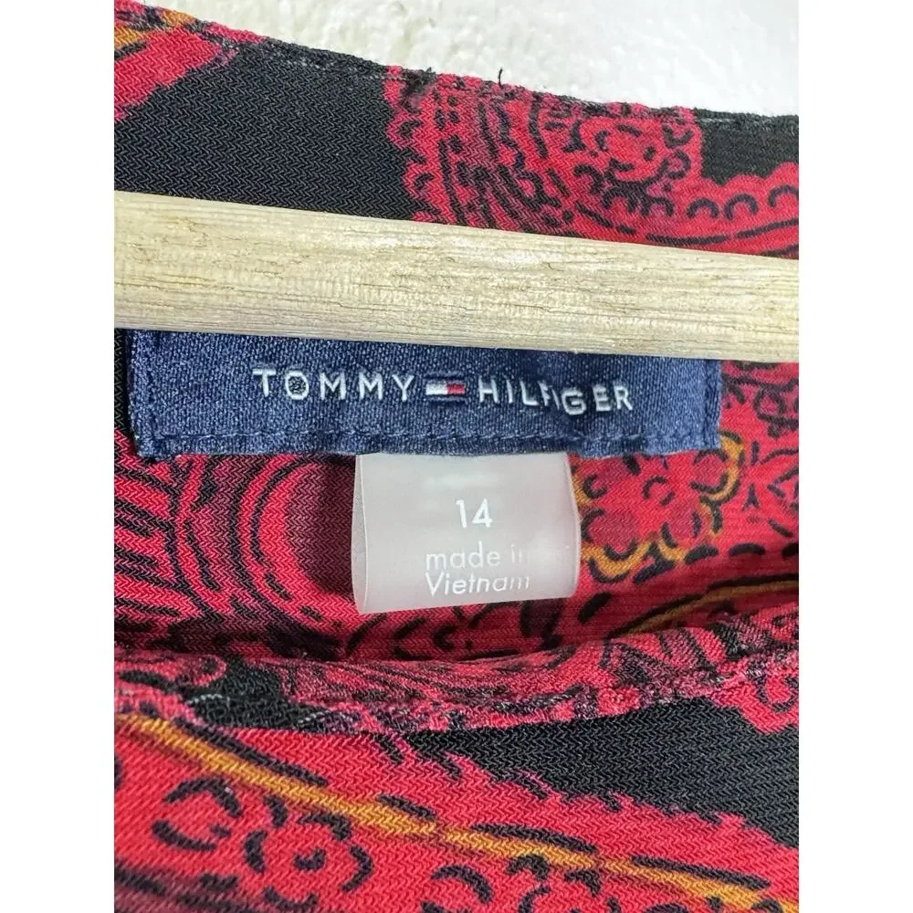 Tommy Hilfiger Womens Dress Paisley Ruffle Hem 14 Career Office Business Preppy - Picture 6 of 11